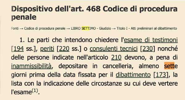 lista-testimoni-sette-giorni-in-cancelleria-Dispositivo-dell'art.-468-Codice-di-procedura-penale